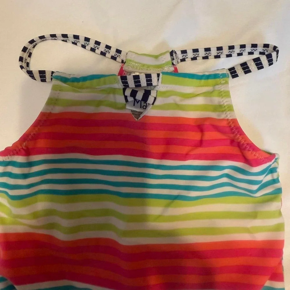 Kiko & Max Girls' 2T Striped One Piece Swimsuit Multicolor